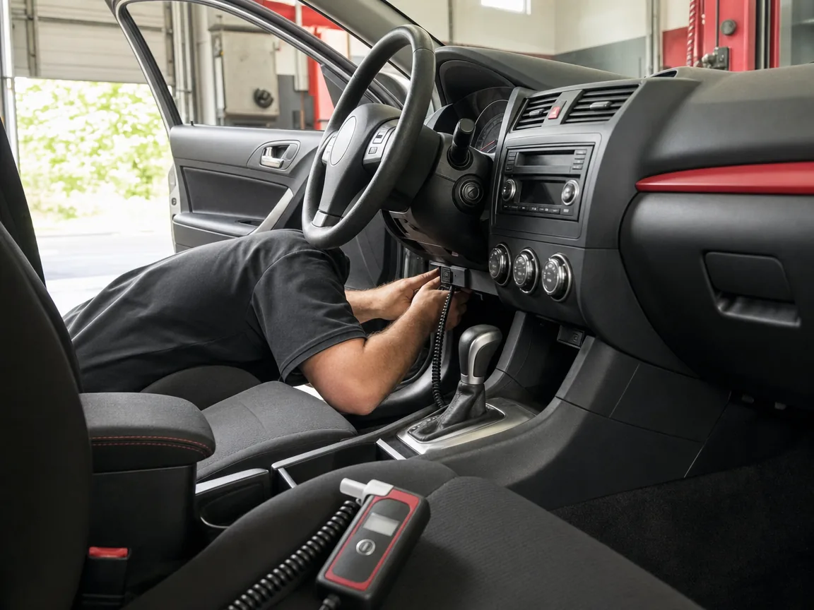Ignition interlock install at a service center, the visit this booking request sets up